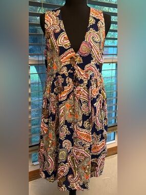 Umgee Multicolor Paisley Midi Dress in Navy, Pink & Olive
